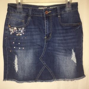 Denim Blvd L.A. Jean Skirt with Gems